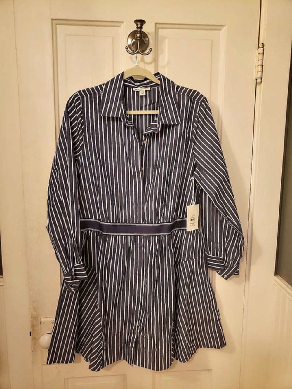 Free Assembly Mini Striped Shirt Dress  Blue & White -  Large